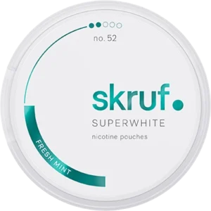 Skruf Super white 52 Fresh Mint Medium nicotine pouches can