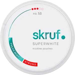 Skruf Super white 53 Fresh Mint Strong nicotine pouch can