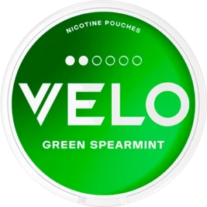 VELO Green Spearmint Slim nicotine pouch can