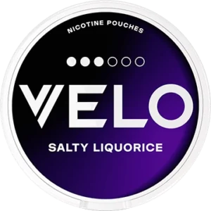 VELO salty liquorice slim nicotine pouch can